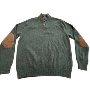 "CHAPS" Mens Long Sleeve Sweater SZ‎ XL Elbow Patches 100% Cotton Grandpa Core